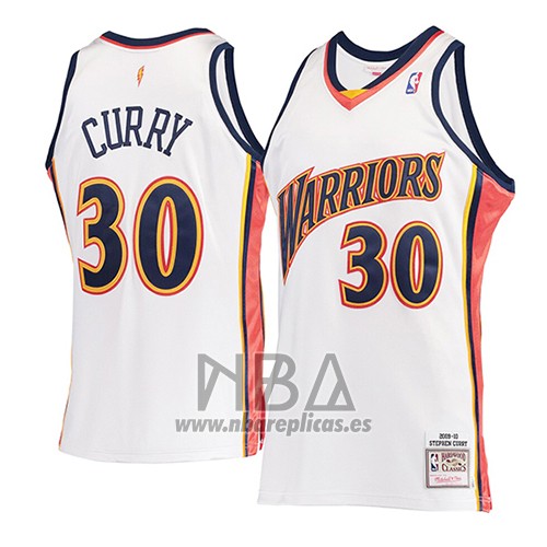 Camiseta Golden State Warriors Stephen Curry NO 30 Mitchell & Ness 2009-10 Blanco